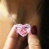 Wholesale Ladies Elegant Heartshaped Copper Love Necklace With Mixed Gem Inlay And Single Zircon