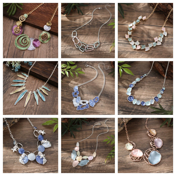 Wholesale Ladies Enamel Geometric Starfish Zinc Alloy Necklace With Paint Oil Processing And Irregular Flower Design