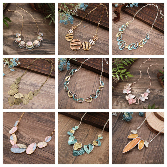 Wholesale Ladies Enamel Geometric Starfish Zinc Alloy Necklace With Paint Oil Processing And Irregular Flower Design