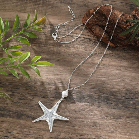 Wholesale Ladies Enamel Geometric Starfish Zinc Alloy Necklace With Paint Oil Processing And Irregular Flower Design