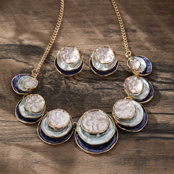 Wholesale Ladies Enamel Geometric Starfish Zinc Alloy Necklace With Paint Oil Processing And Irregular Flower Design