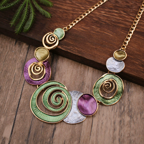 Wholesale Ladies Enamel Geometric Starfish Zinc Alloy Necklace With Paint Oil Processing And Irregular Flower Design
