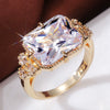 Wholesale Ladies Engagement Ring Copper Gold Plated With Zircon Geometric Style