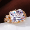 Wholesale Ladies Engagement Ring Copper Gold Plated With Zircon Geometric Style