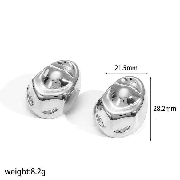 Wholesale Ladies Exaggerated Geometric Stainless Steel Button Shaped Electroplated Earrings