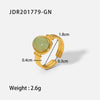 Wholesale Ladies Fashion All Match Ring In Stainless Steel With 18K Gold Plating And Inlaid Green Zircon Geometric Design