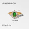 Wholesale Ladies Fashion All Match Ring In Stainless Steel With 18K Gold Plating And Inlaid Green Zircon Geometric Design