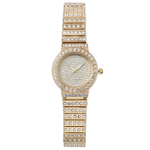 Wholesale Ladies Fashion Casual Compact Steel Band Quartz Watch With Alloy Case Round Dial And Ordinary Glass Mirror