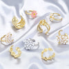 Wholesale Ladies Fashion Elegant Light Luxury Copper Ring Inlaid With Pearls Flower Geometric Design