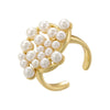 Wholesale Ladies Fashion Elegant Light Luxury Copper Ring Inlaid With Pearls Flower Geometric Design