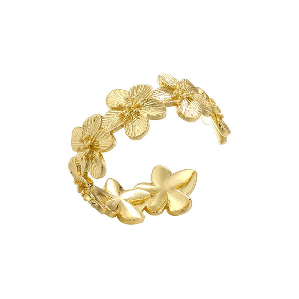 Wholesale Ladies Fashion Elegant Light Luxury Copper Ring Inlaid With Pearls Flower Geometric Design