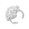 Wholesale Ladies Fashion Elegant Light Luxury Copper Ring Inlaid With Pearls Flower Geometric Design
