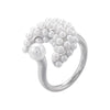 Wholesale Ladies Fashion Elegant Light Luxury Copper Ring Inlaid With Pearls Flower Geometric Design