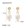 Wholesale Ladies Fashion Freshwater Pearl Earrings With Stainless Steel C Pendant And Electroplating Treatment Geometric Design