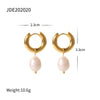 Wholesale Ladies Fashion Freshwater Pearl Earrings With Stainless Steel C Pendant And Electroplating Treatment Geometric Design
