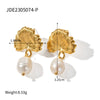 Wholesale Ladies Fashion Freshwater Pearl Earrings With Stainless Steel C Pendant And Electroplating Treatment Geometric Design