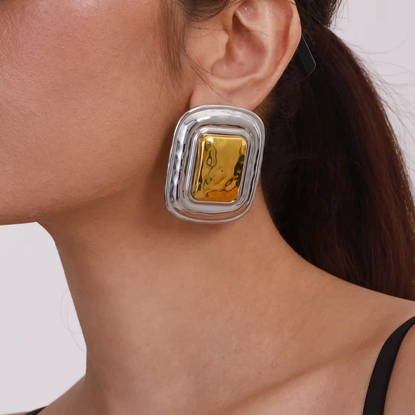 Wholesale Ladies Fashion Geometric Stainless Steel Electroplated Earrings