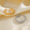 Wholesale Ladies Fashion Hip Hop Simple Style Stainless Steel Hammered Ring 18K Gold Plated