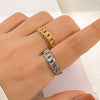 Wholesale Ladies Fashion Hip Hop Simple Style Stainless Steel Hammered Ring 18K Gold Plated