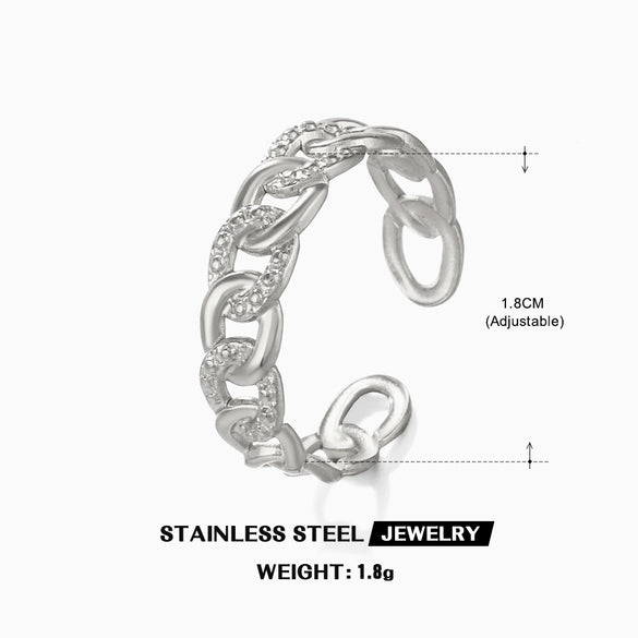 Wholesale Ladies Fashion Hip Hop Simple Style Stainless Steel Hammered Ring 18K Gold Plated