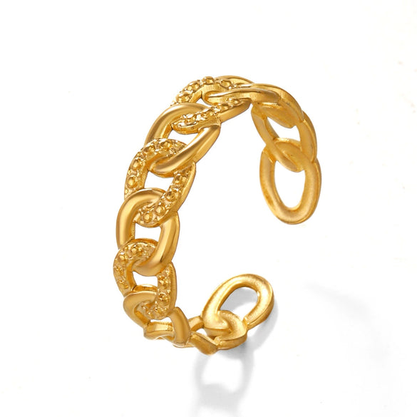 Wholesale Ladies Fashion Hip Hop Simple Style Stainless Steel Hammered Ring 18K Gold Plated