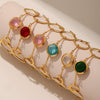 Wholesale Ladies Fashion Jewelry Czech Glass Ring Bracelet In Stainless Steel With Geometric Shape And Electroplating