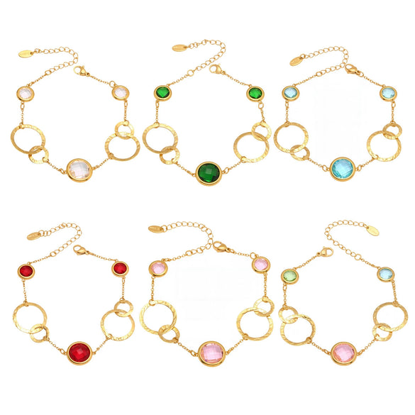 Wholesale Ladies Fashion Jewelry Czech Glass Ring Bracelet In Stainless Steel With Geometric Shape And Electroplating