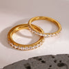 Wholesale Ladies Fashion Jewelry Stainless Steel Full Circle Ring With White Zircon Geometric Pattern And Electroplating Treatment