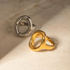 Wholesale Ladies Fashion Jewelry Stainless Steel Oval Hollow Closed Ring With Geometric Wave Style And Electroplating Treatment