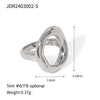 Wholesale Ladies Fashion Jewelry Stainless Steel Oval Hollow Closed Ring With Geometric Wave Style And Electroplating Treatment