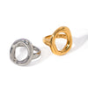 Wholesale Ladies Fashion Jewelry Stainless Steel Oval Hollow Closed Ring With Geometric Wave Style And Electroplating Treatment