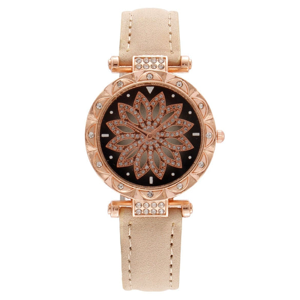 Wholesale Ladies Fashion Quartz Watch With Alloy Case Leather Strap And Round Dial