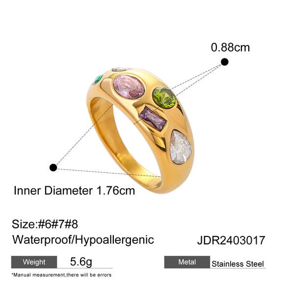 Wholesale Ladies Fashion Ring In 18K Gold Plated Stainless Steel With Geometric Design And Electroplating Treatment