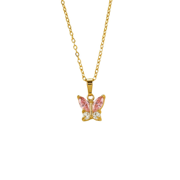 Wholesale Ladies Fashion Stainless Steel Bow Zircon Titanium Steel Necklace With Electroplating Treatment