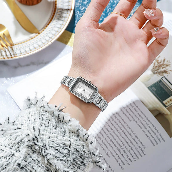 Wholesale Ladies Fashionable Small Square Thin Strap Quartz Watch With Iron Strap Alloy Case