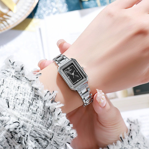 Wholesale Ladies Fashionable Small Square Thin Strap Quartz Watch With Iron Strap Alloy Case