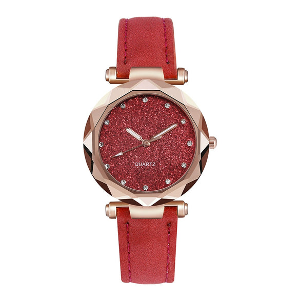 Wholesale Ladies Frosted Imitation Leather Belt Round Dial Quartz Watch Made Of Alloy And Stainless Steel With Ordinary Glass Mirror And Pin Buckle In Leisure Style