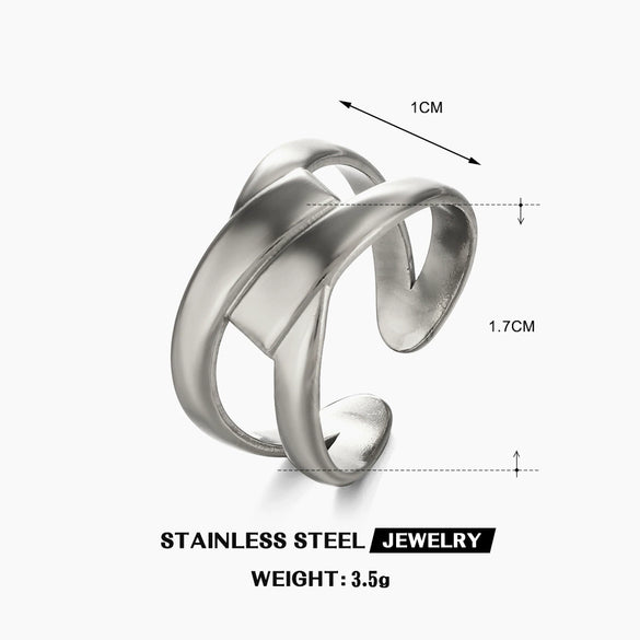Wholesale Ladies Geometric Cross Stainless Steel Ring With Electroplating