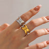 Wholesale Ladies Geometric Cross Stainless Steel Ring With Electroplating