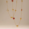 Wholesale Ladies Geometric Ferris Wheel Stainless Steel And Czech Glass Real Gold Plated Long Necklace