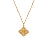 Wholesale Ladies' Geometric Floral Rhombus Pendant Necklace With 18K Gold Plated Copper And Zircon Inlay On Titanium Steel Flash Ochain