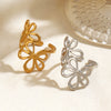 Wholesale Ladies Geometric Flower Stainless Steel Electroplated Ring