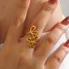 Wholesale Ladies Geometric Flower Stainless Steel Electroplated Ring