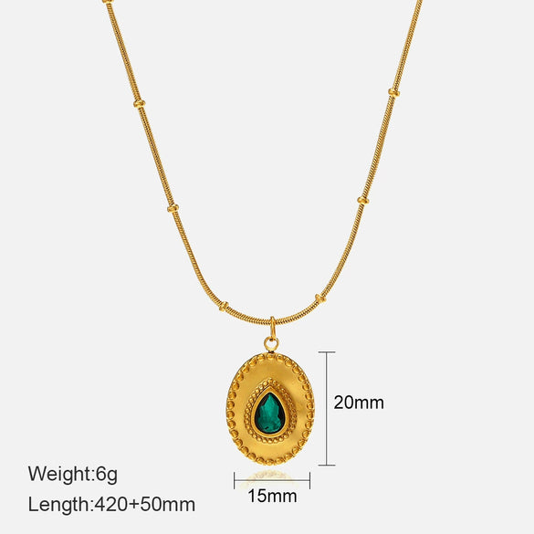 Wholesale Ladies Geometric Oval Pendant Necklace Made Of Stainless Steel And Titanium Steel With Electroplating Design