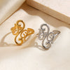 Wholesale Ladies Geometric Pattern Stainless Steel Electroplated Ring
