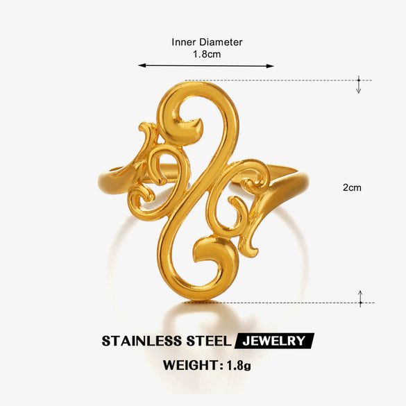 Wholesale Ladies Geometric Pattern Stainless Steel Electroplated Ring