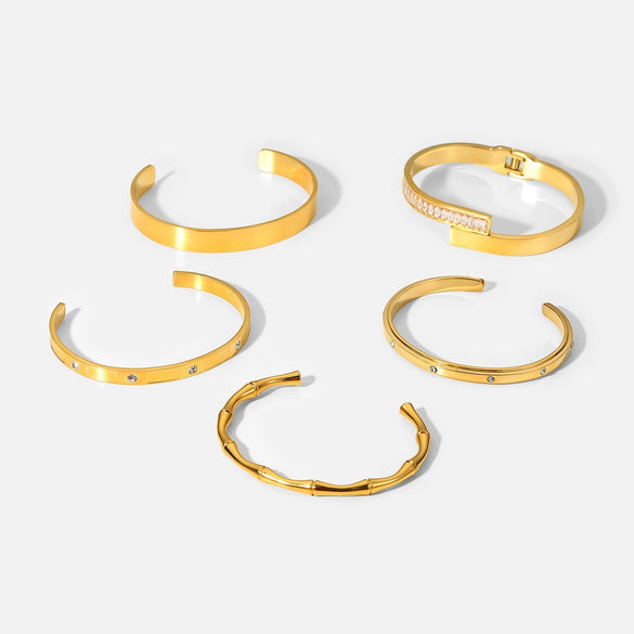 Wholesale Ladies Geometric Retro Zircon Stainless Steel Electroplated Bracelet Jewelry