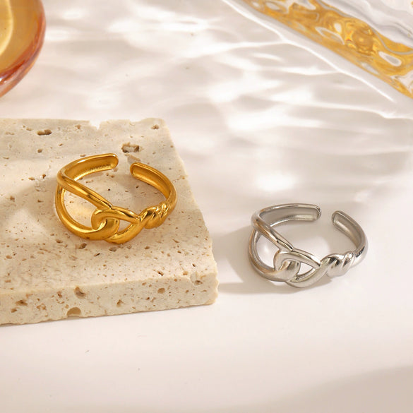 Wholesale Ladies Geometric Stainless Steel Cross Ring Gold Plated