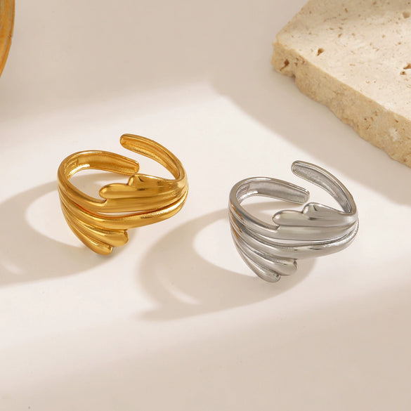 Wholesale Ladies Geometric Stainless Steel Electroplated Ring Jewelry