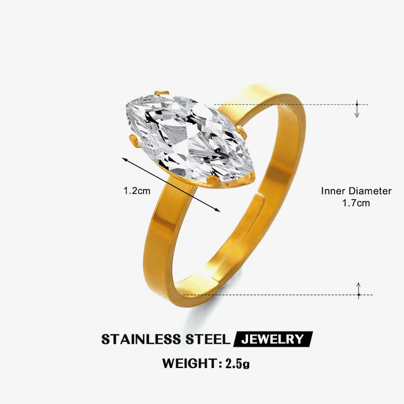 Wholesale Ladies Geometric Stainless Steel Electroplated Zircon Inlaid Ring